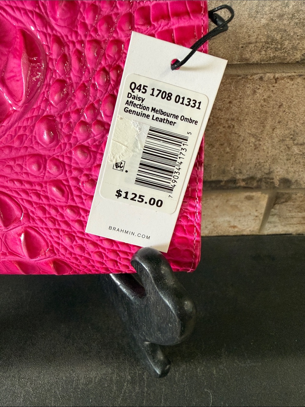 Brahmin Daisy Fuchsia “Affection” Croc-Embossed Leather Wristlet - Picture 5 of 6